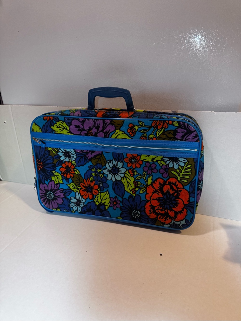 Vintage “For Peter’s Bag Corp” Floral Patterned Suitcase 12x18” Hippie Flower